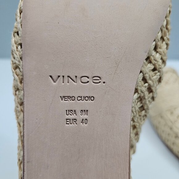 Vince Davis Loafer Womens 9 Natural Raffia Woven Slip On Flats Summer Designer - Picture 13 of 14